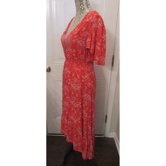 Abel The Label Maxi Dress Floral Print Red High Low Short Sleeve Size XS - Picture 5 of 8